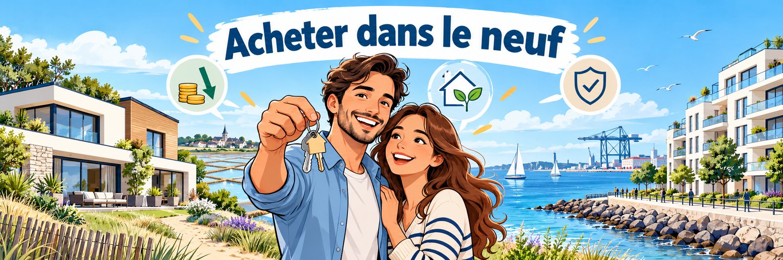 Un jeune couple reçoit les clés de son logement neuf sur la presqu’île de Guérande